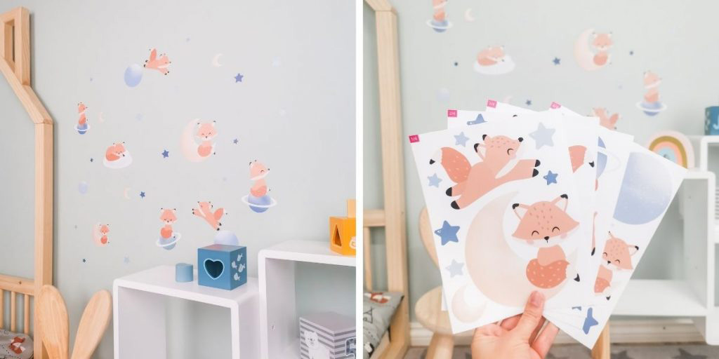 Schmücke das Kinderzimmer mit unseren »Fuchs auf dem Mond« Wandstickern!